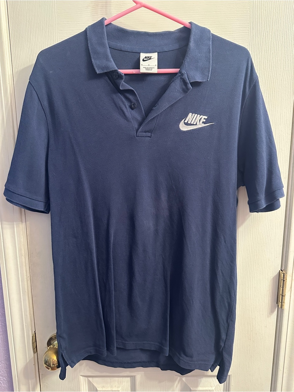Men’s Nike Navy Blue Polo with White Swoosh